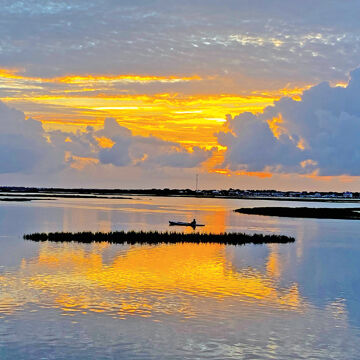 Sunset provides a backdrop